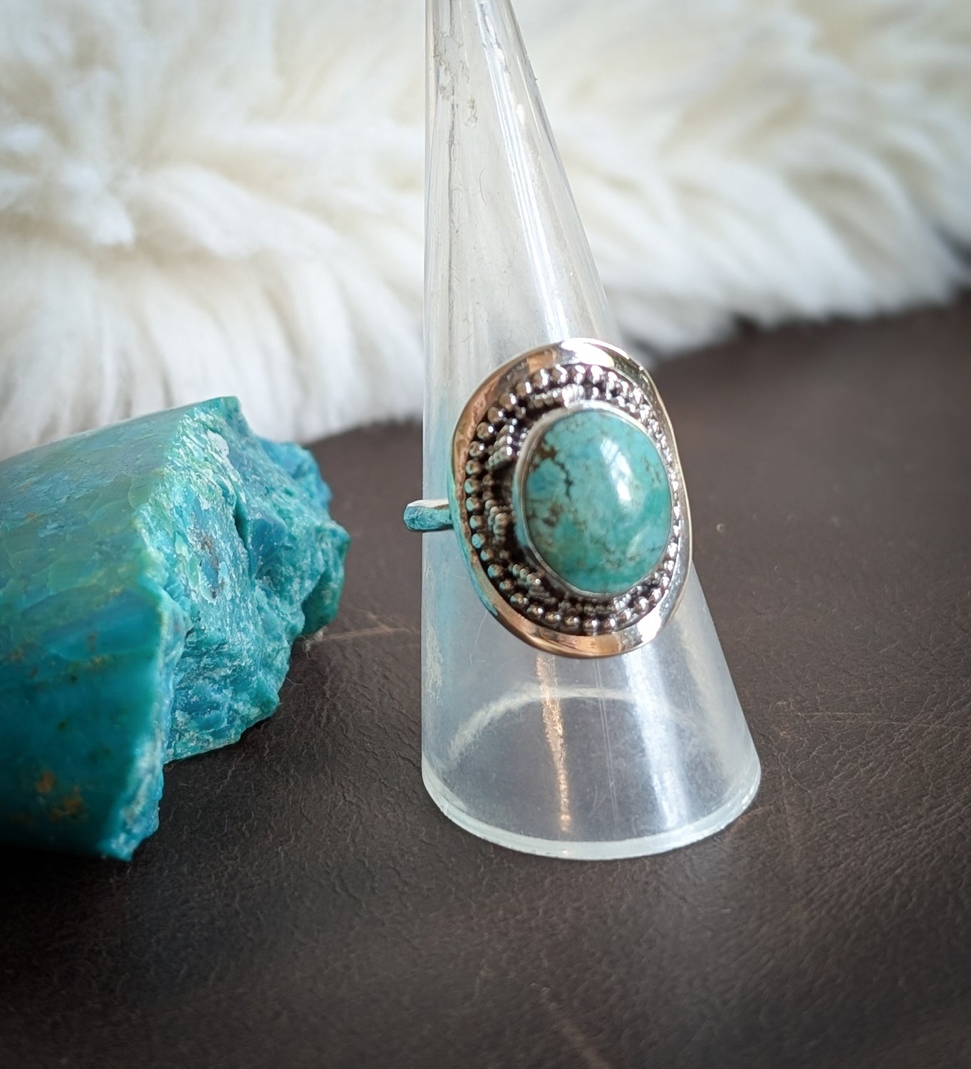 Adjustable Turquoise Tribal Ring (Small)