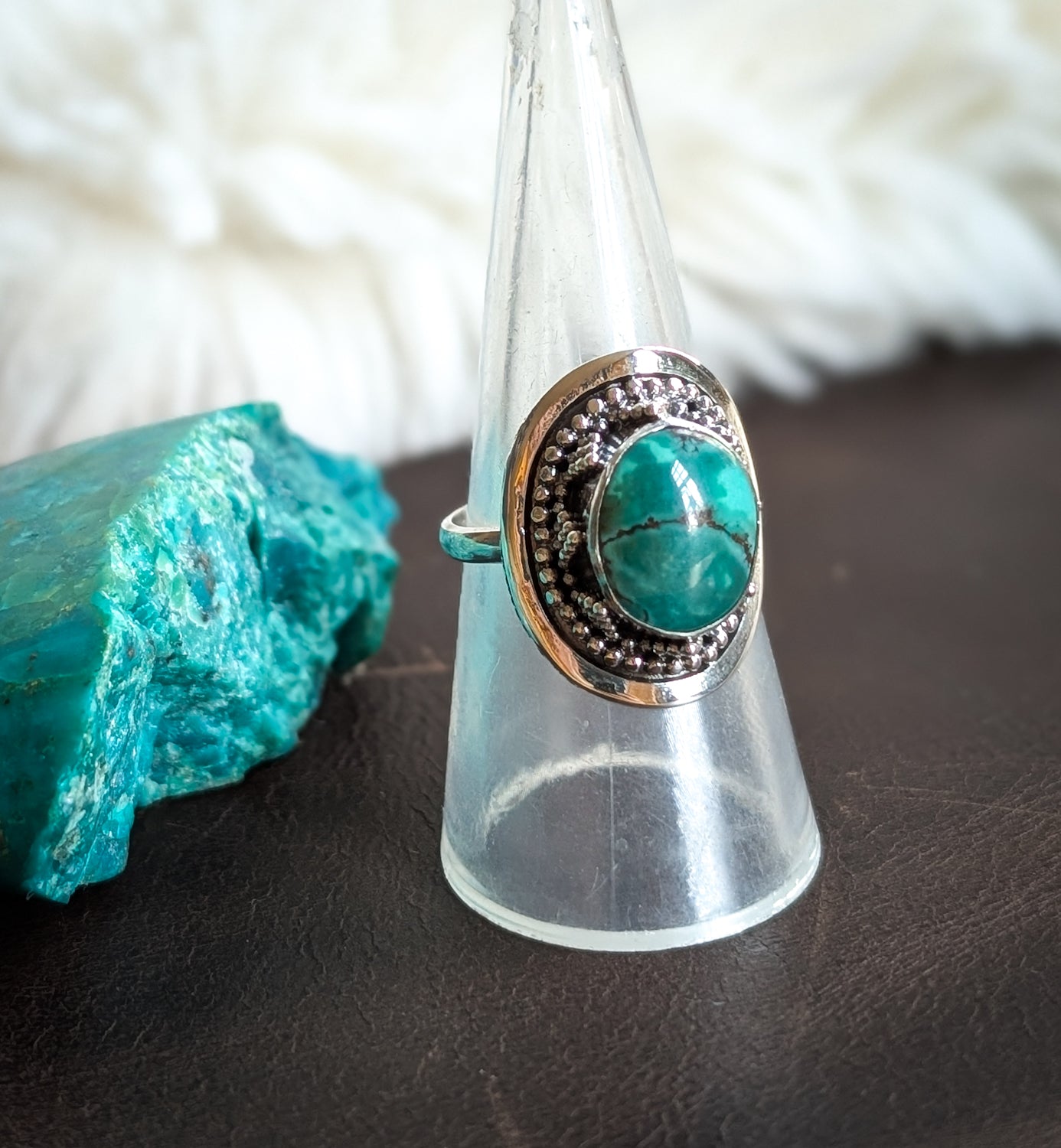 Adjustable Turquoise Tribal Ring (Small)