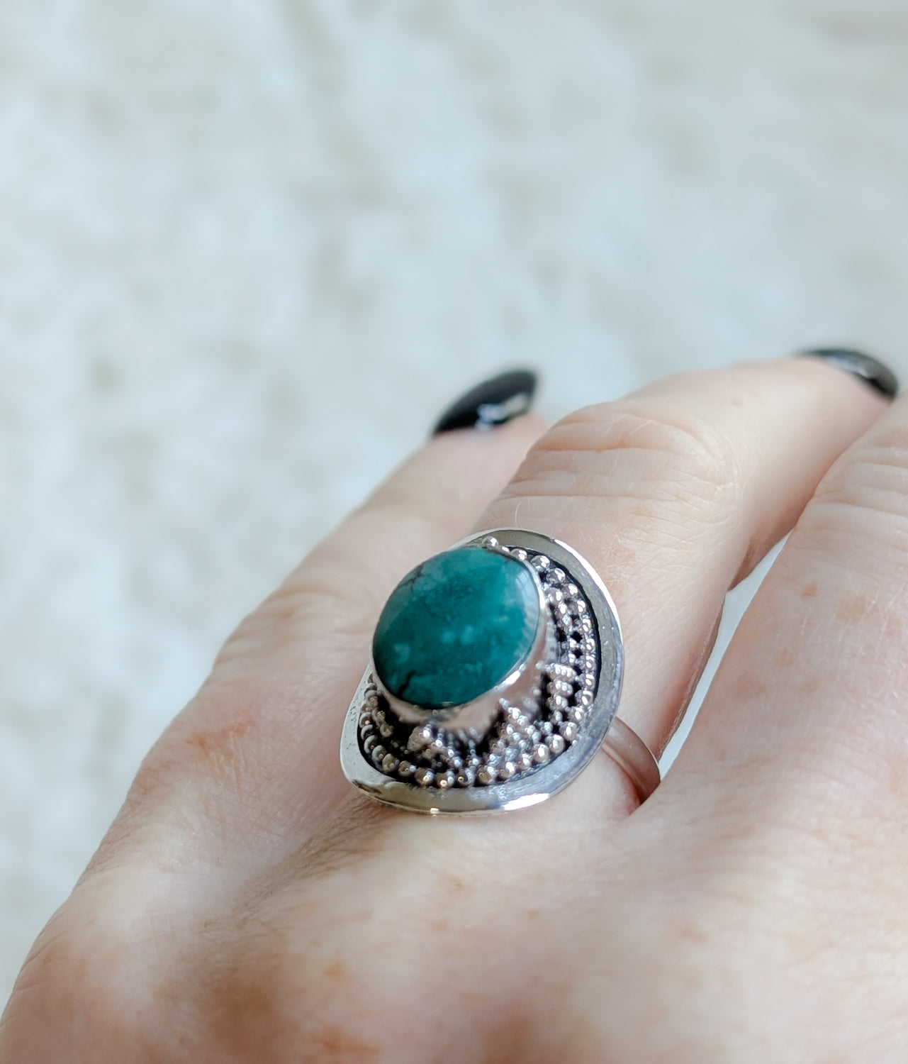 Adjustable Turquoise Tribal Ring (Small)
