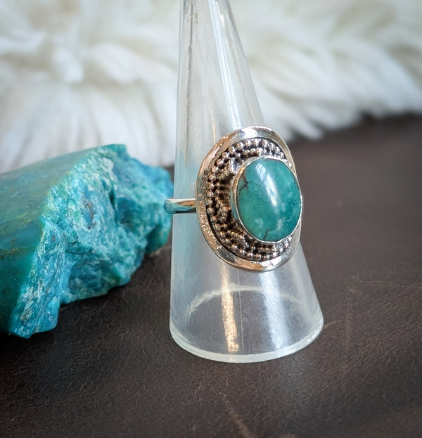 Adjustable Turquoise Tribal Ring (Small)