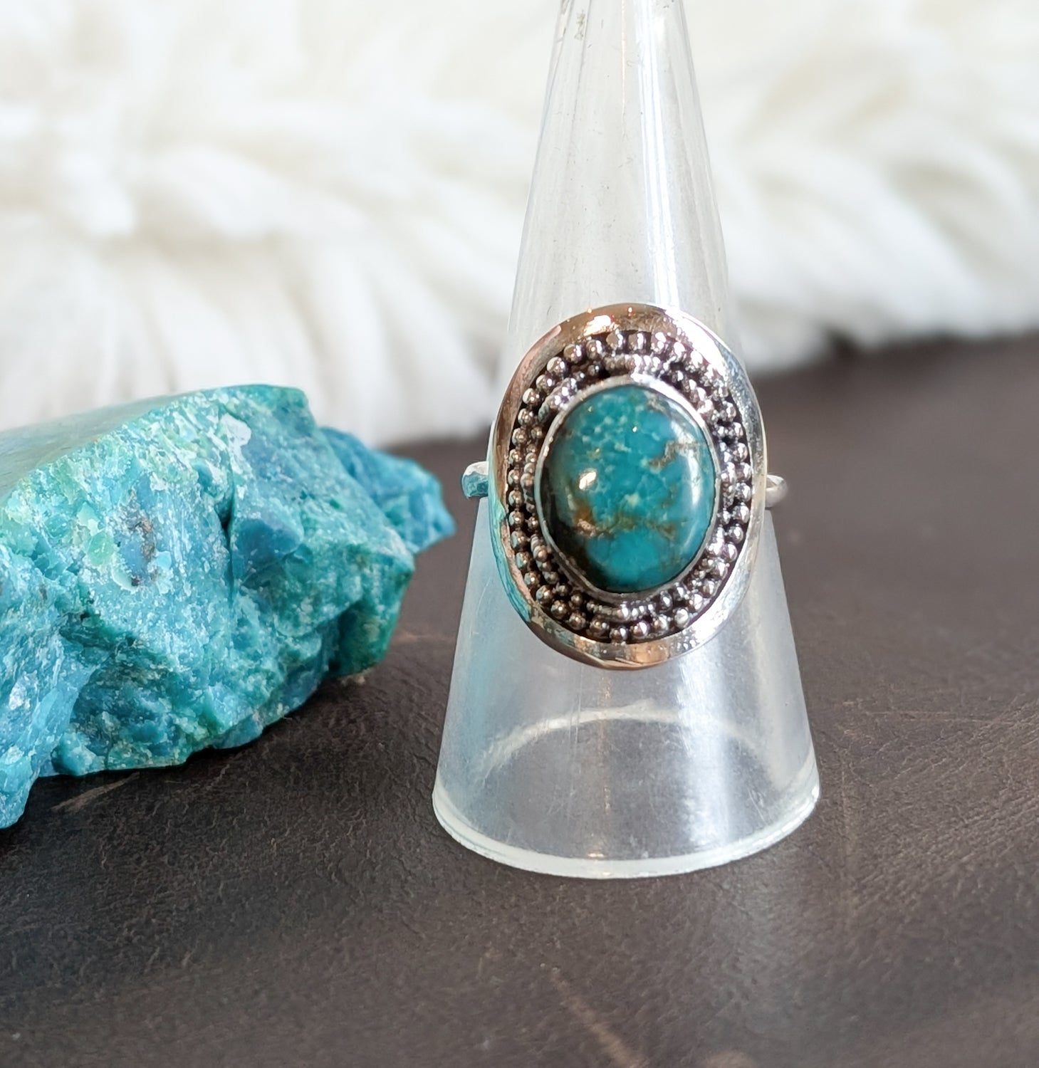 Adjustable Turquoise Tribal Ring (Small)