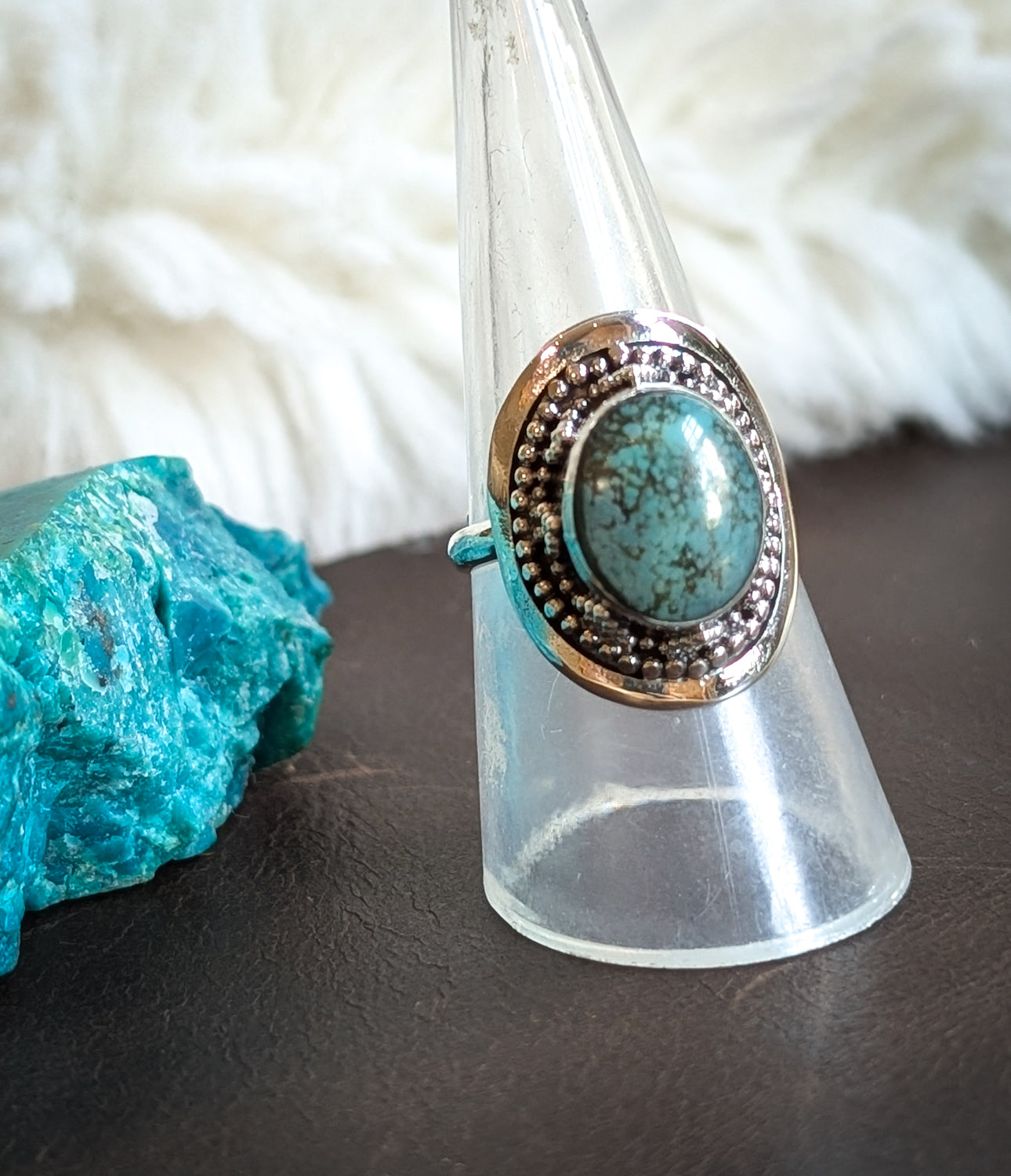Adjustable Turquoise Tribal Ring (Small)