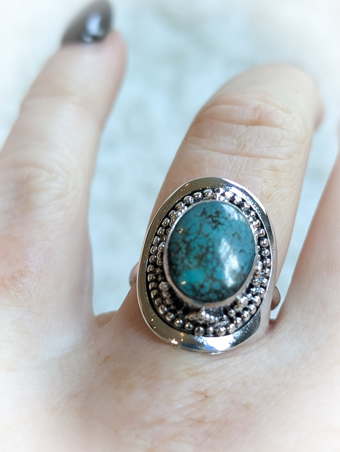 Adjustable Turquoise Tribal Ring (Small)