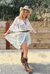 Floral Mandala Embroidered Mesh Kimono