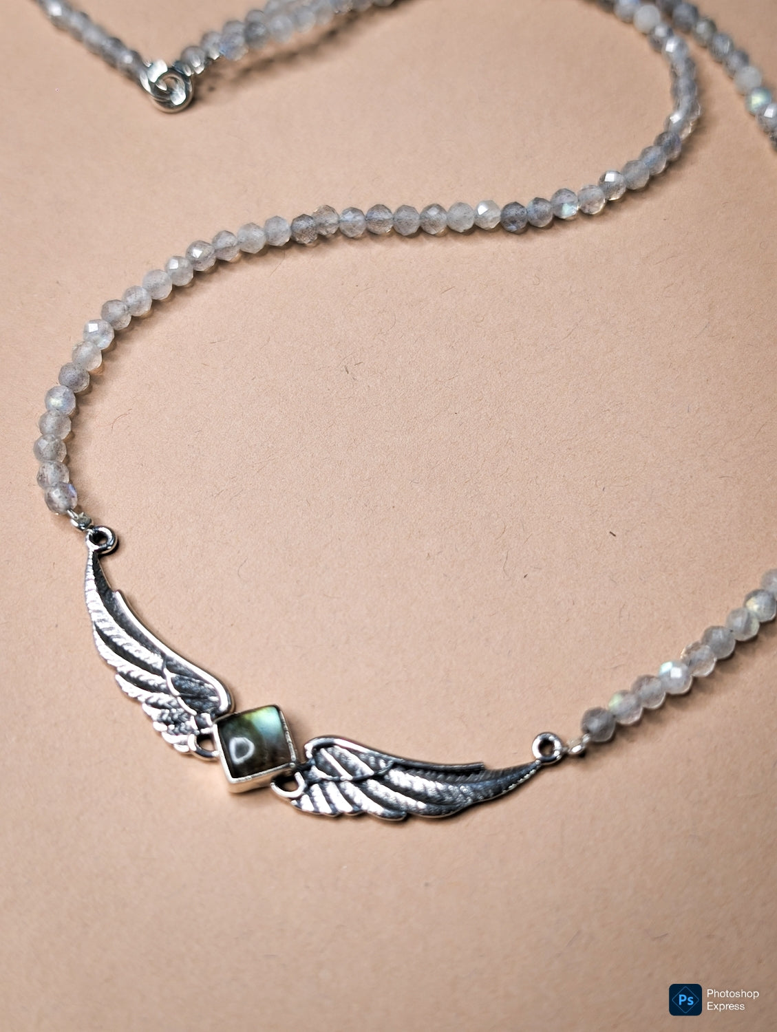 Labradorite Angel Wing Necklace