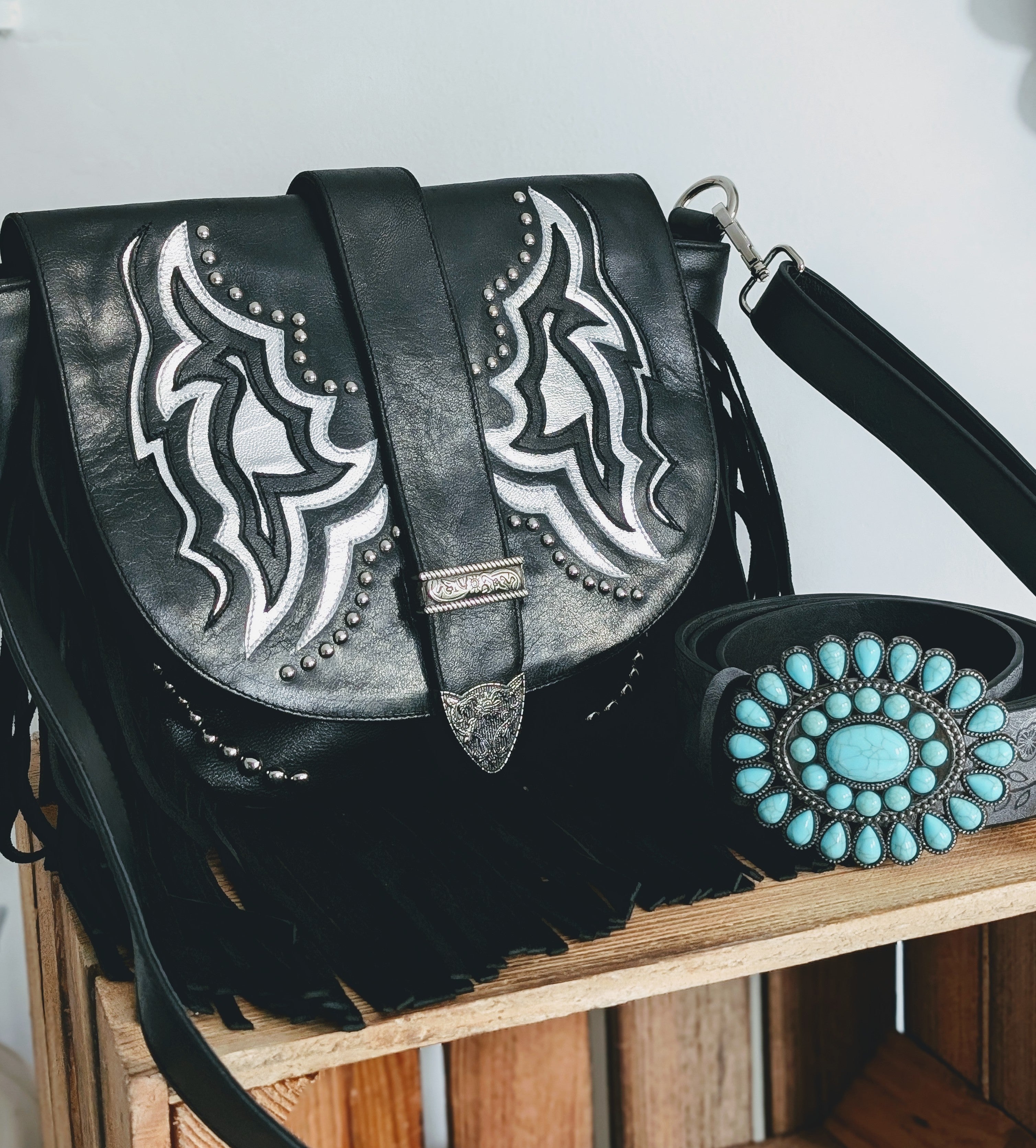 Black Western Fringe Shoulder Bag