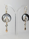 Gold Glass Crescent Earrings