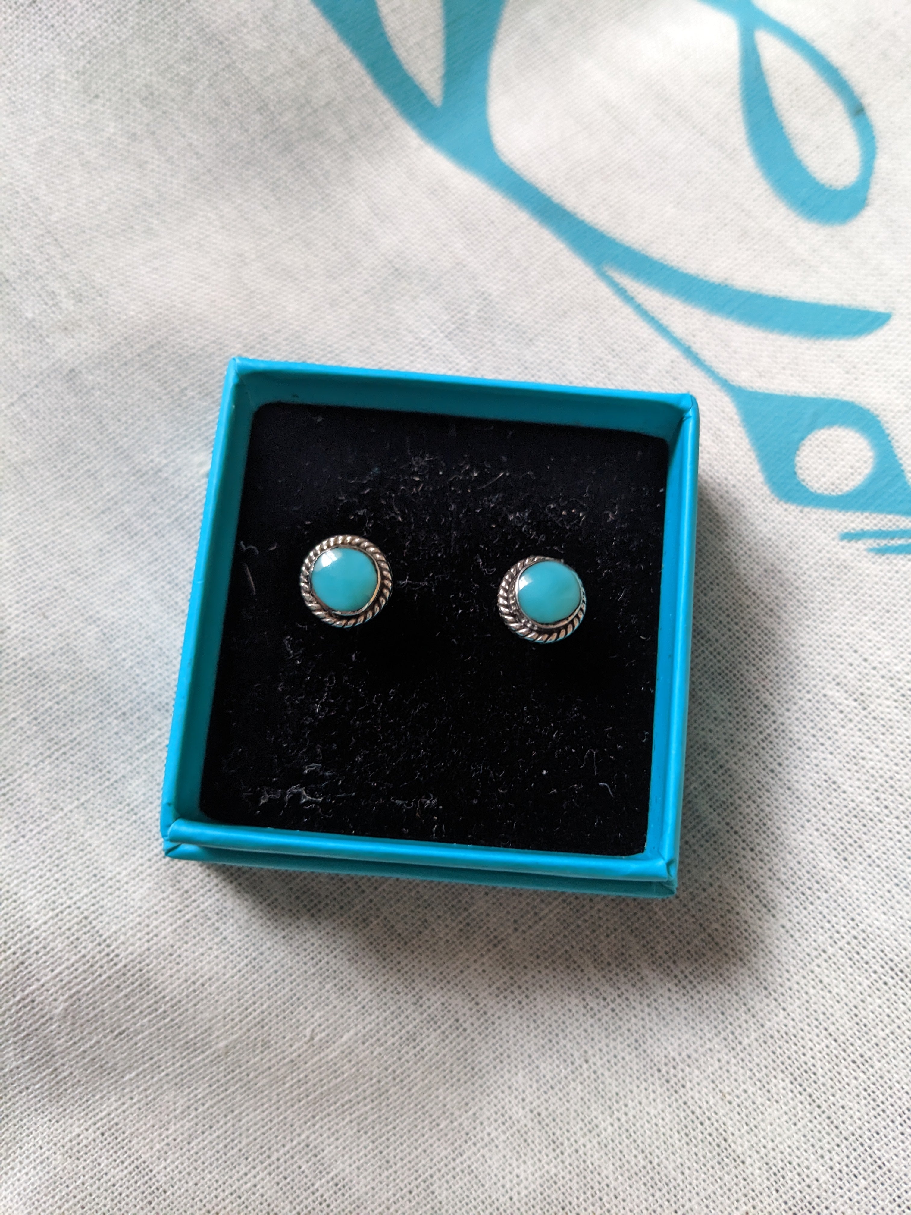 Framed RoundTurquoise Studs - Boho Buffalo Accessories