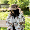 Brown & Cream Flower Western Hat