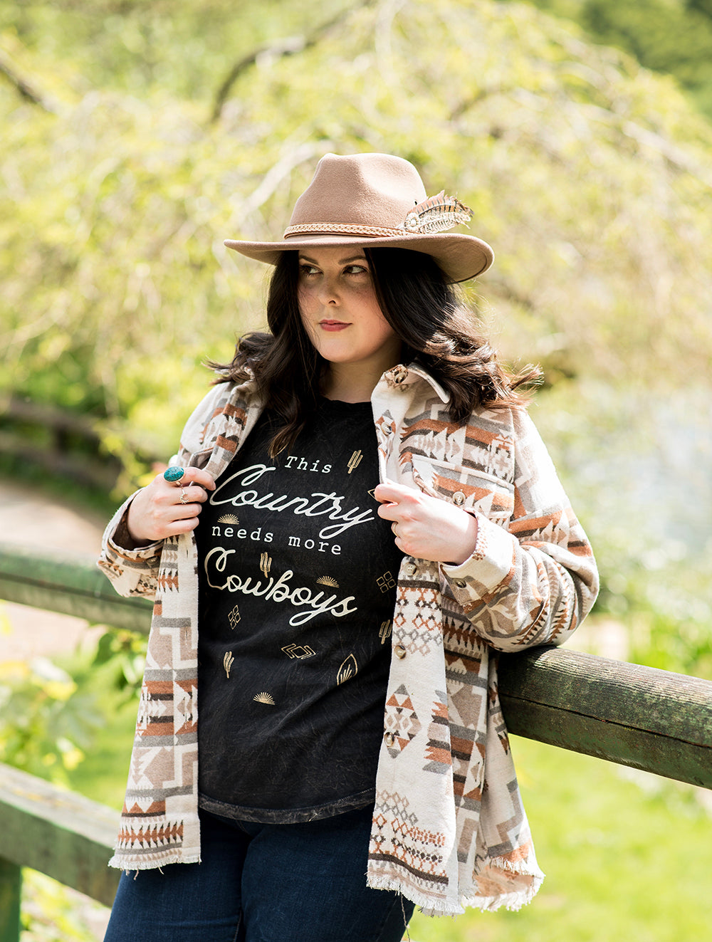 Brown & Cream Flower Western Hat