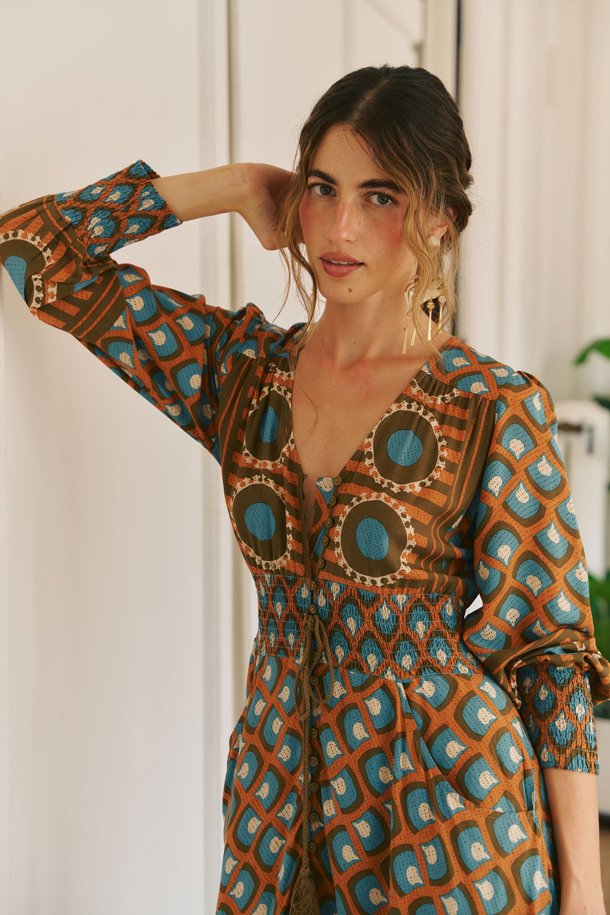 The Sienna Retro Geometric Maxi Dress