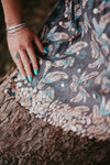 Sequin Feather Print Skirt