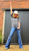 Boot Stitch Flare Jeans (XS-4XL)