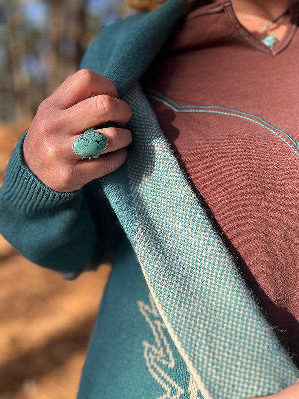 Teal Western Cardigan