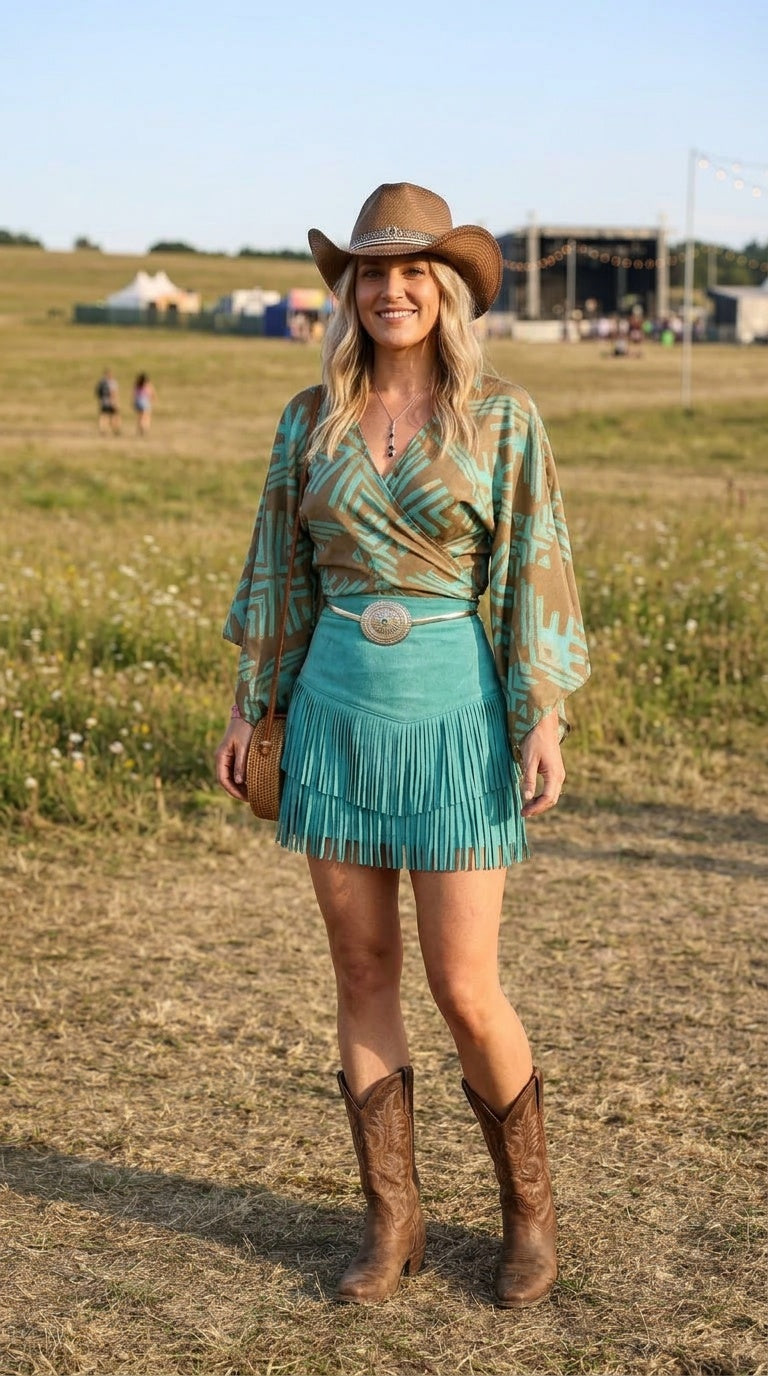 Desert Oasis Geometric Bell-Sleeve Kimono