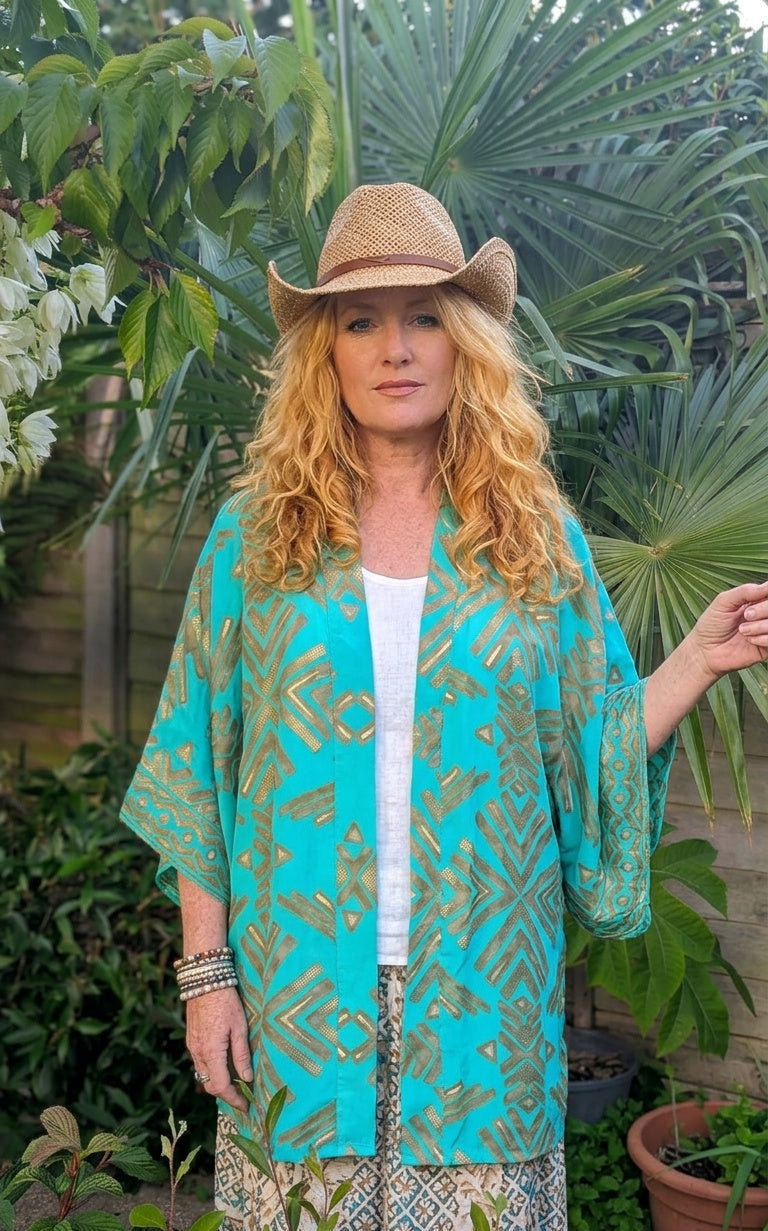 Desert Oasis Geometric Kimono Jacket