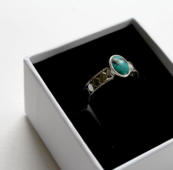 Turquoise Mirror Disc Ring