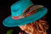 Turquoise & Tan Fedora Hat