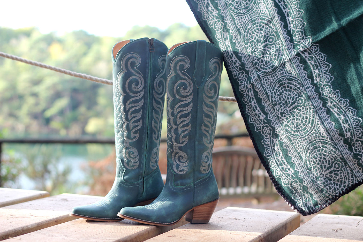 Tall Teal Cowgirl Boots - Boho Buffalo Accessories