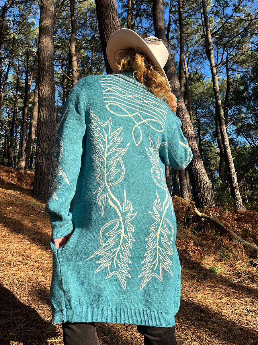 Teal Western Cardigan - Boho Buffalo Accessories