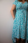 Turquoise High-Low Maxi Dress