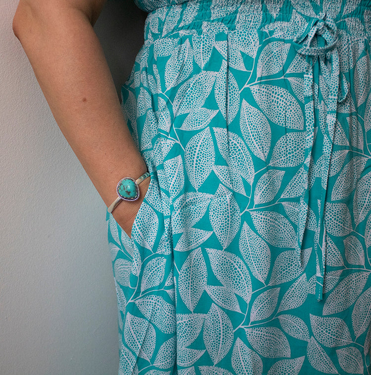 Turquoise High-Low Maxi Dress