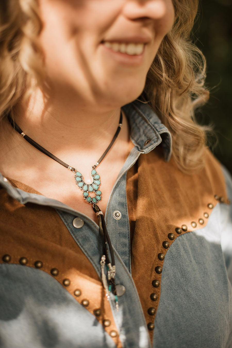 Turquoise Horseshoe Tassel Necklace