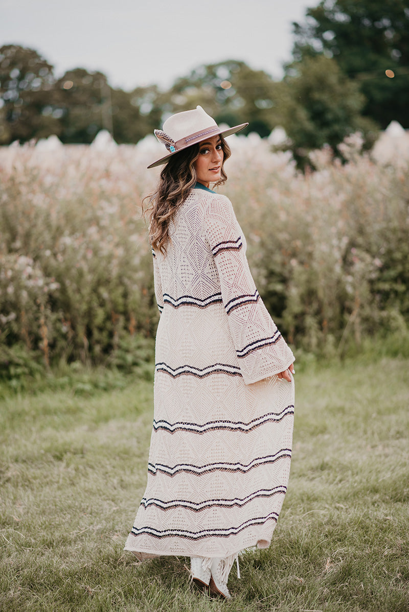 Boho Chic Stripe Knit Cardigan