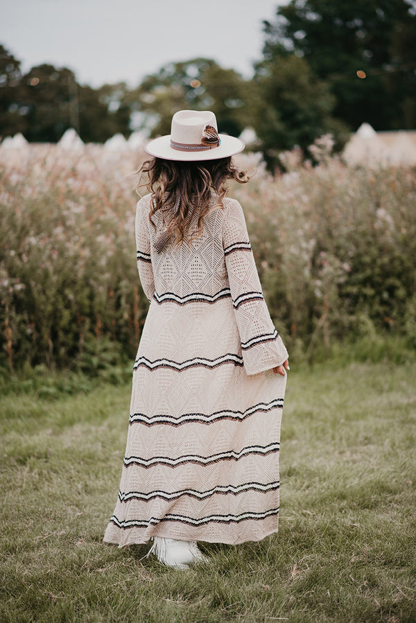 Boho Chic Stripe Knit Cardigan