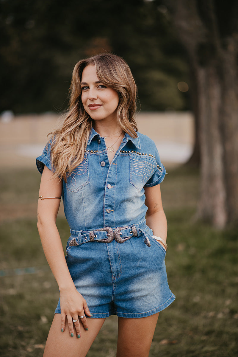 Western Denim Romper - Boho Buffalo Accessories