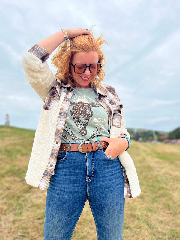Black Boho Bull Tee