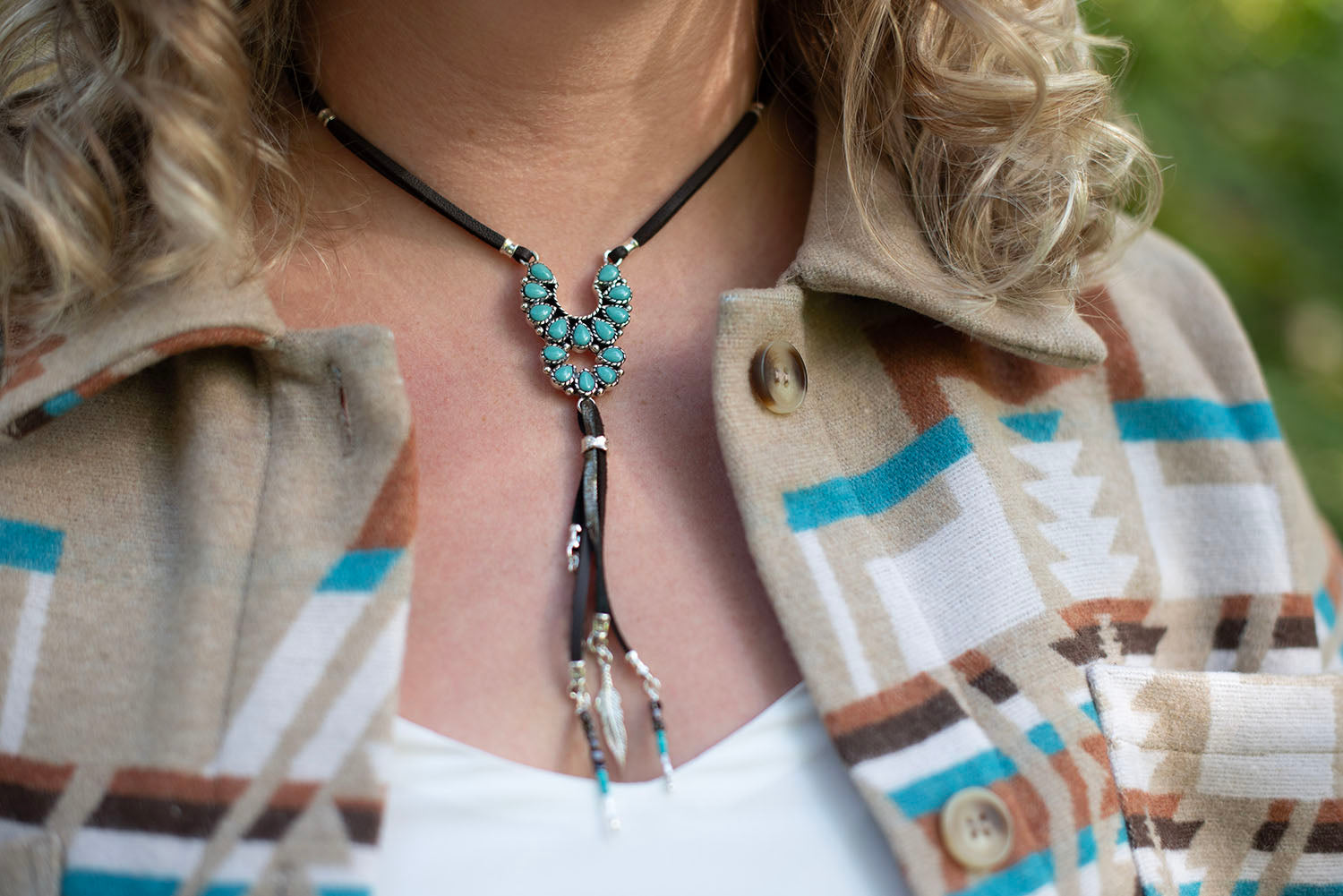 Turquoise Horseshoe Tassel Necklace - Boho Buffalo Accessories