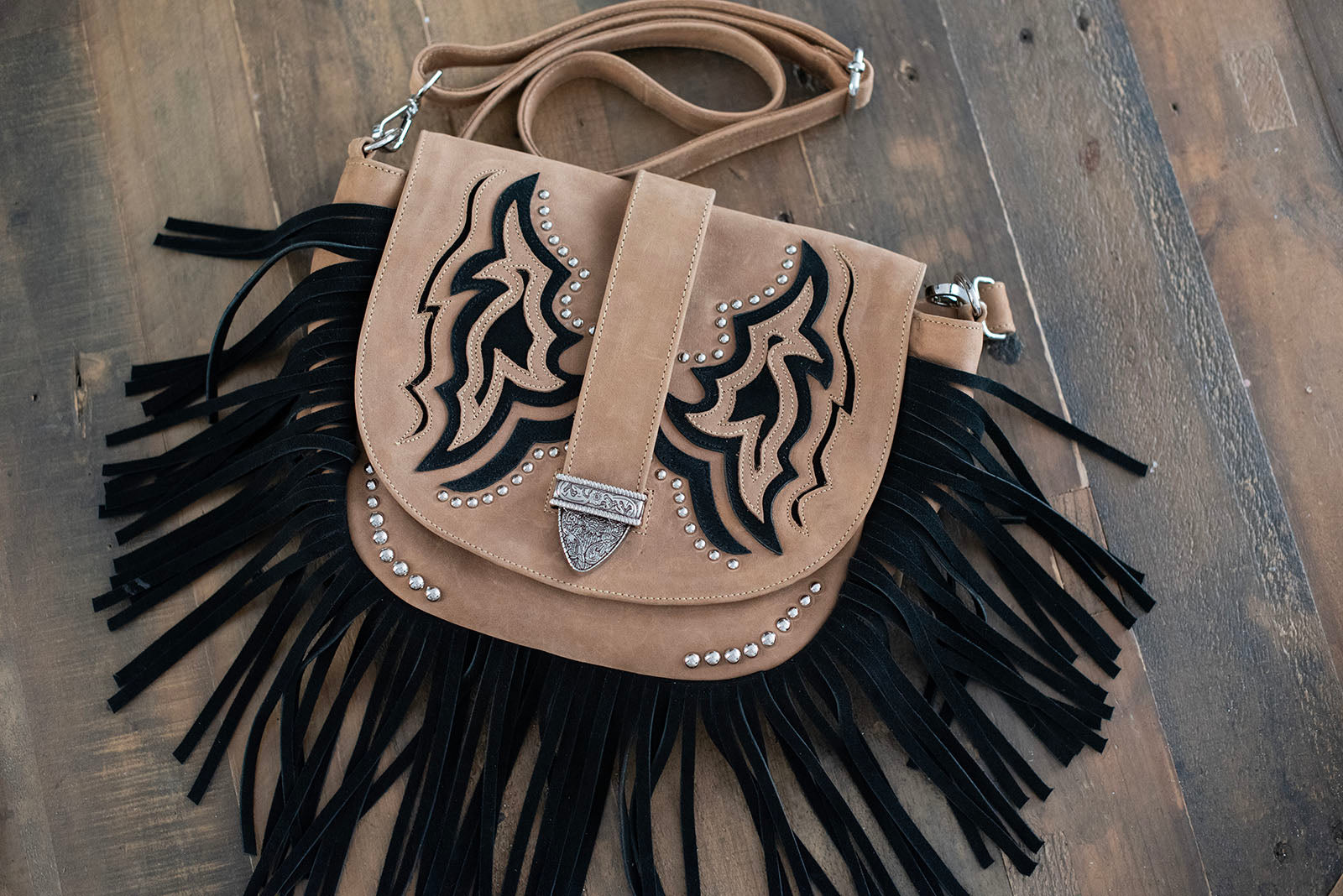 Camel Western Fringe Shoulder Bag