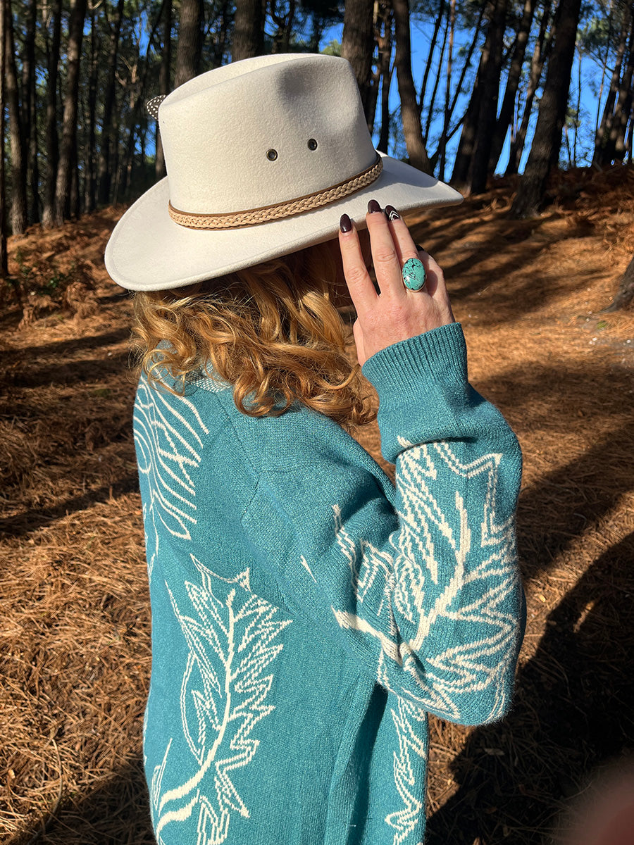 Teal Western Cardigan - Boho Buffalo Accessories