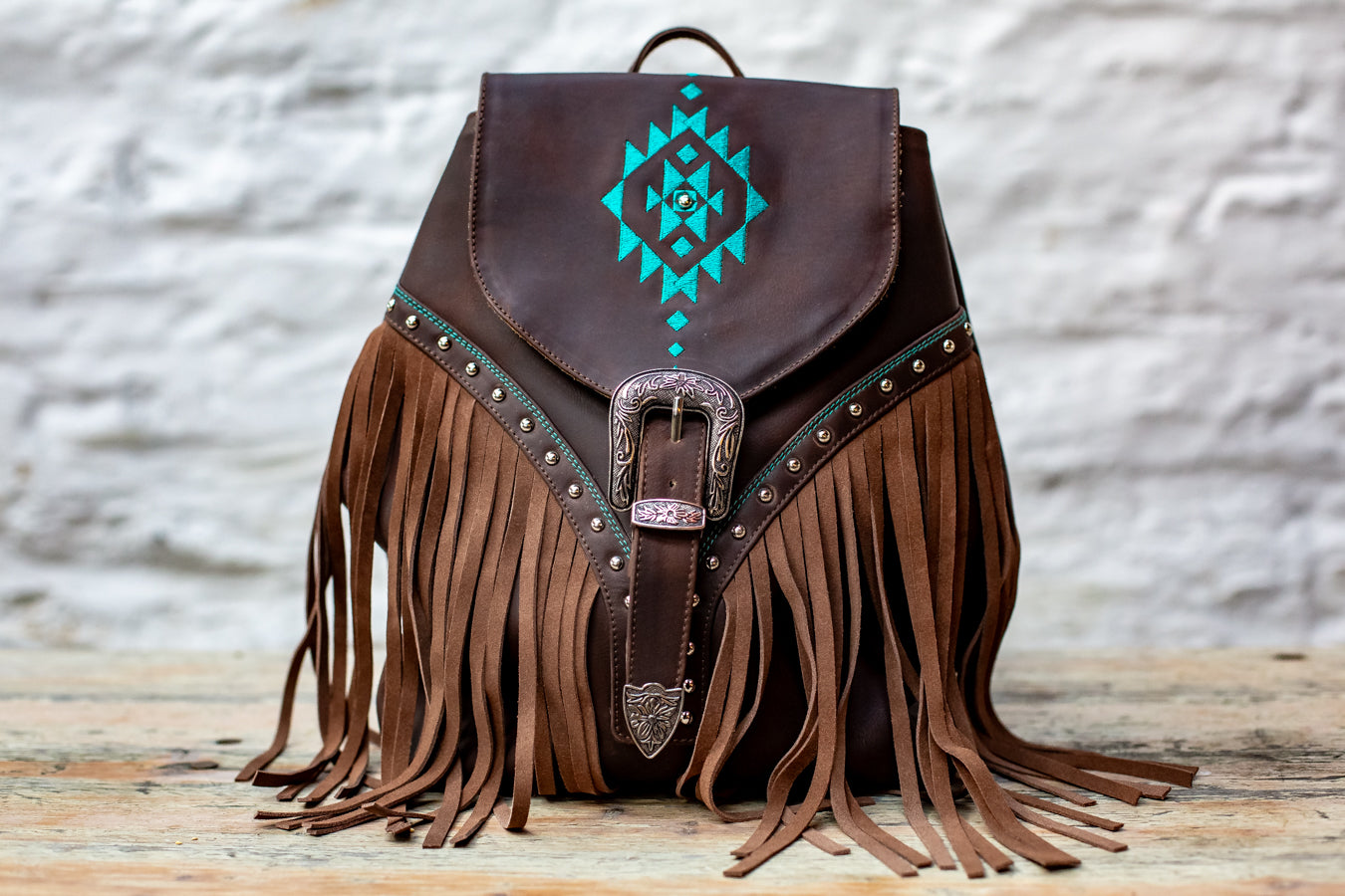 Fringed Leather Backpack - Boho Buffalo Accessories