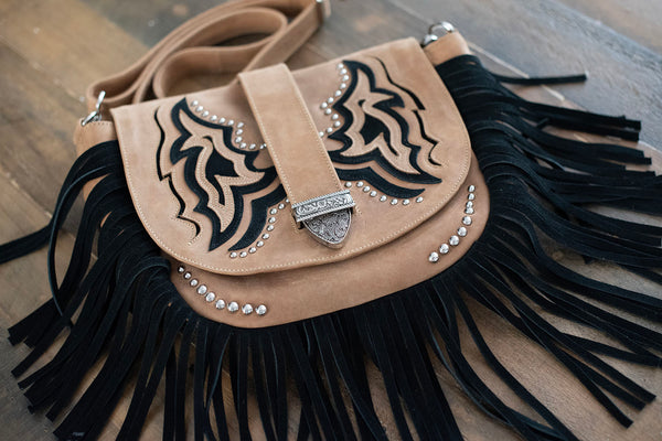 Camel Western Fringe Shoulder Bag