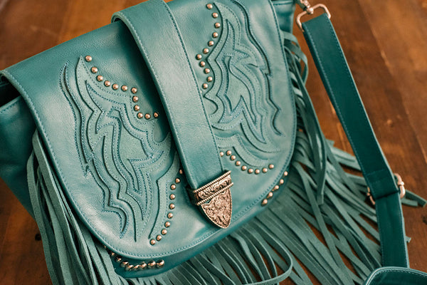 Turquoise Western Fringe Shoulder Bag