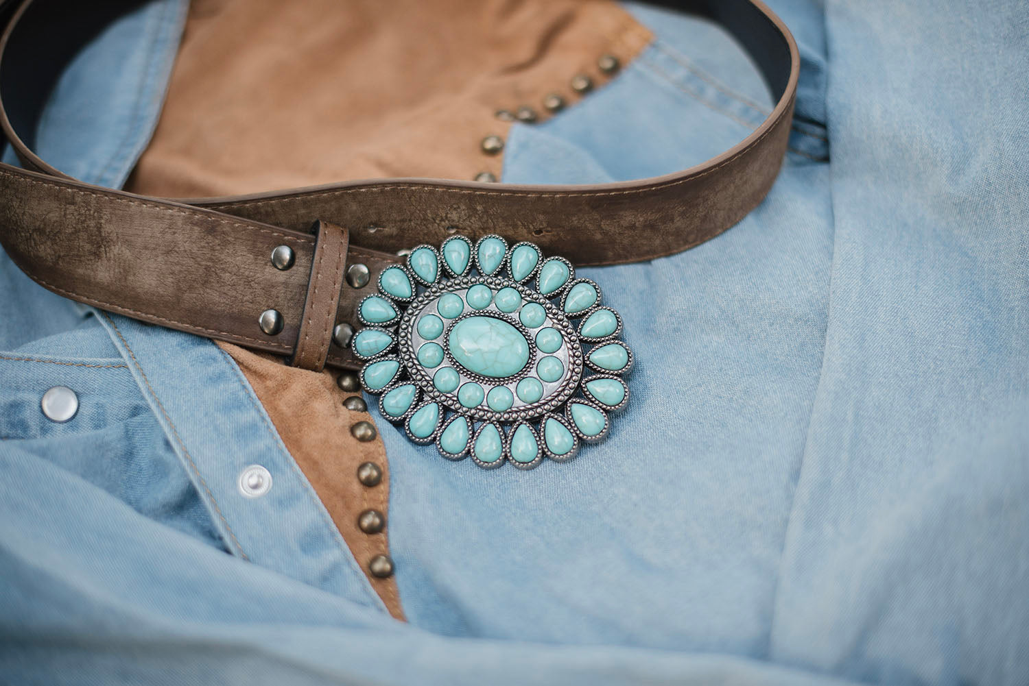 Turquoise Buckle Belt - Boho Buffalo Accessories