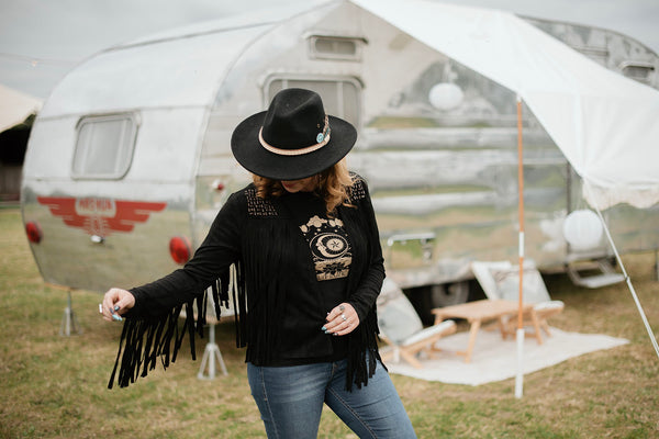 Black Studded Fringe Jacket