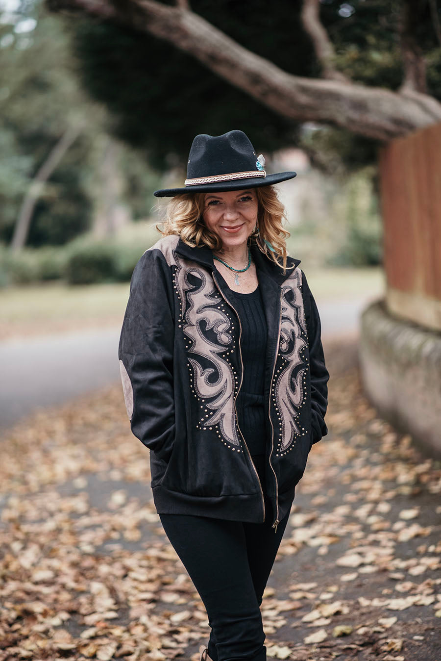 Black Boot Stitch Bomber Jacket