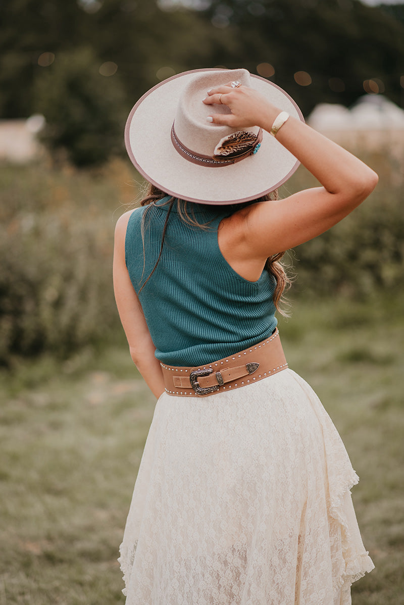 Feather Quartz Leather Waist Belt - Boho Buffalo Accessories