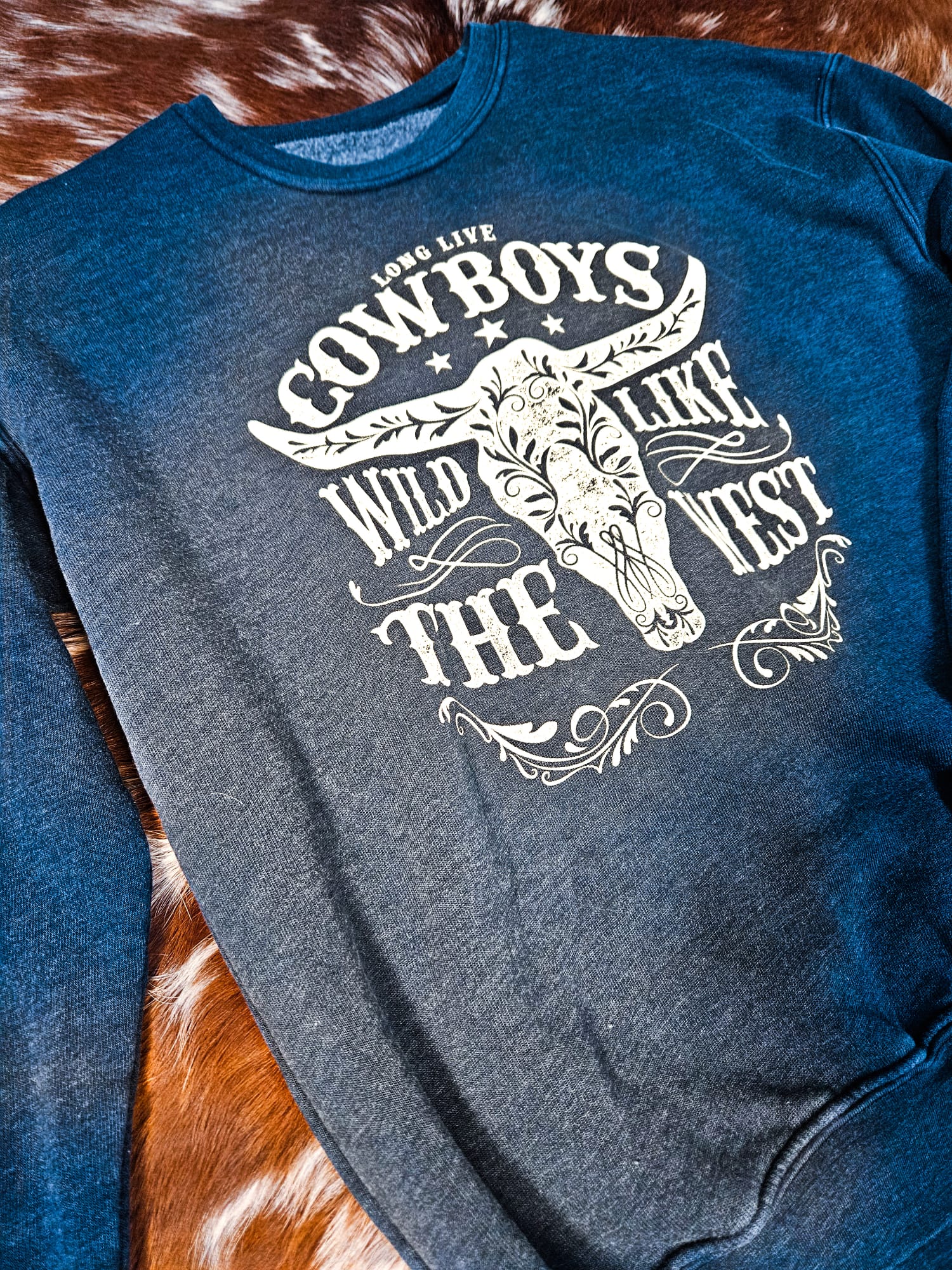 Blue Longhorn Cowboys Sweater