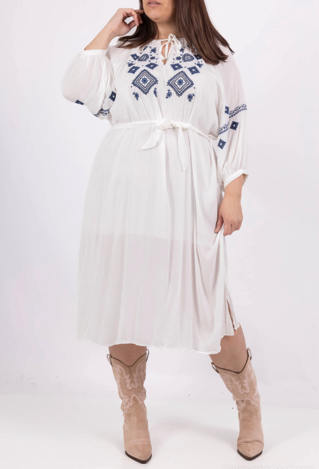 PLUS size Boho White Dress