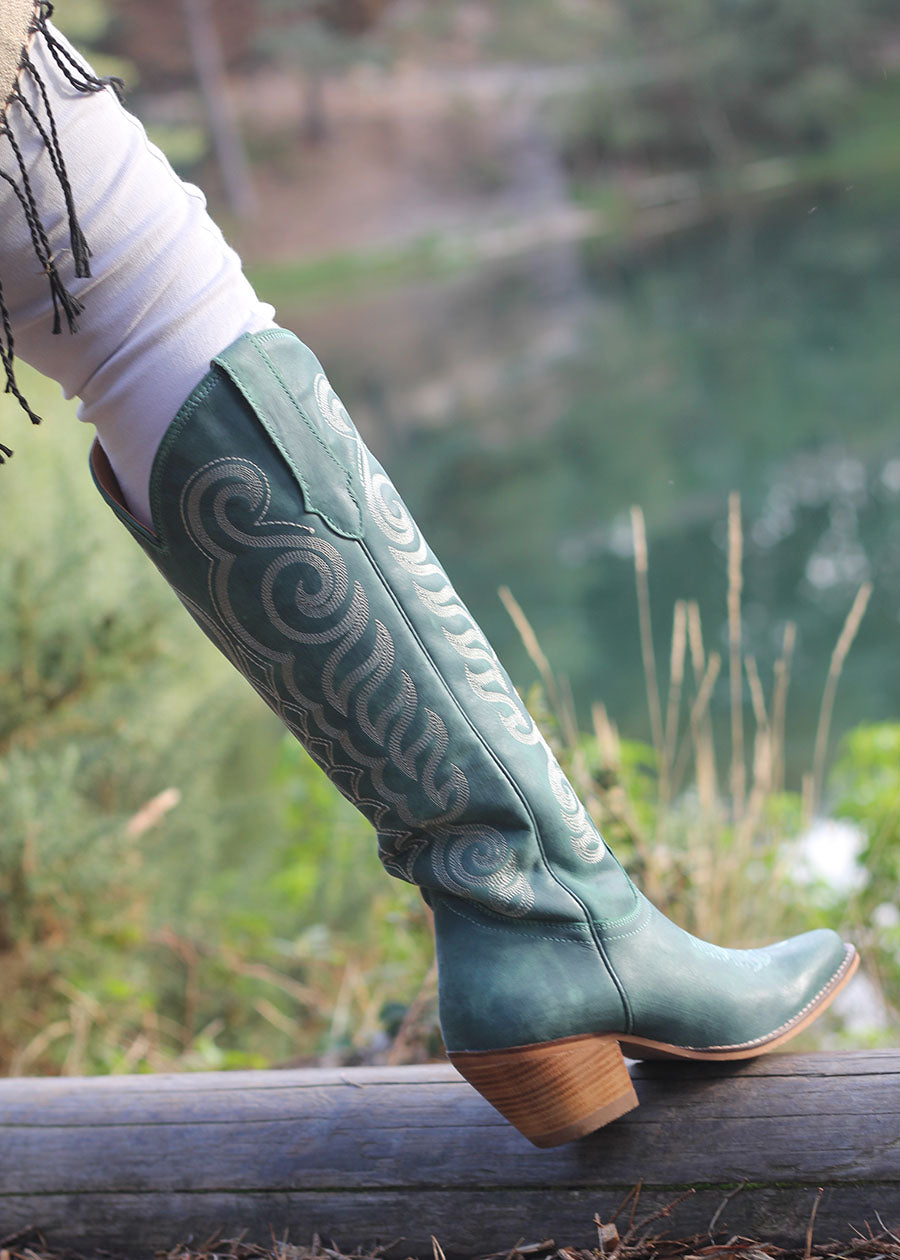 Tall Teal Cowgirl Boots - Boho Buffalo Accessories