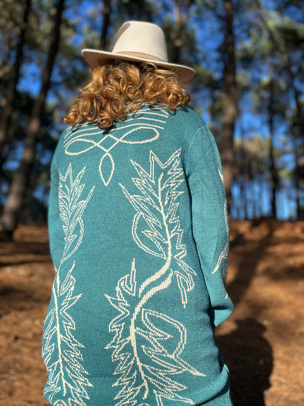 Teal Western Cardigan