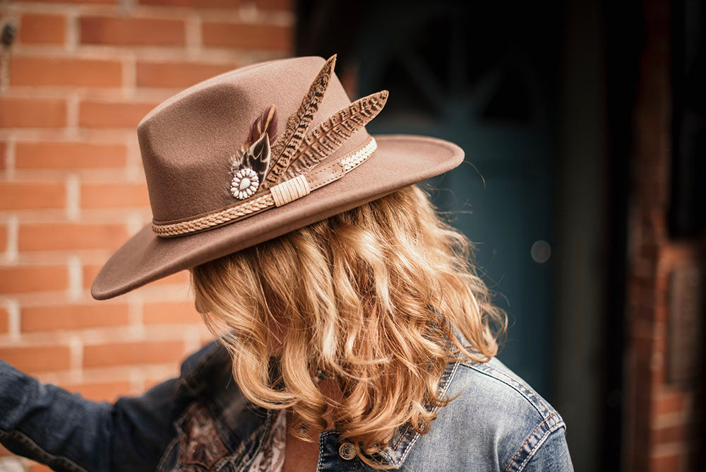 Brown & Cream Flower Western Hat