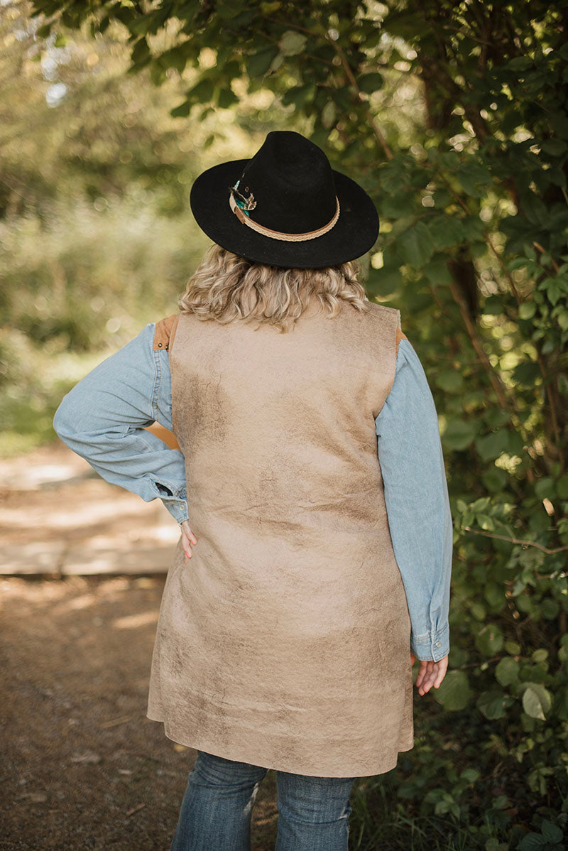 Long Shearling Gilet - Camel