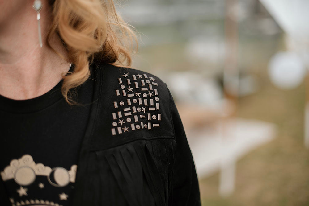 Black Studded Fringe Jacket