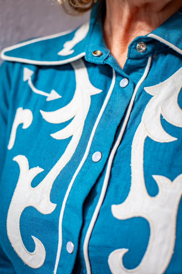 Teal Western Shirt (Plus)