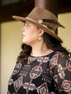 Brown & Cream Flower Western Hat